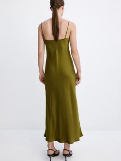 Mango Ankle Length V-Neck Slip Dress, Green - view 2, Green