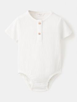 Mango Baby Cotton Blend Textured Bodysuit, Off White, Off White
