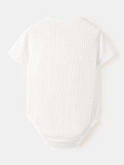 Mango Baby Cotton Blend Textured Bodysuit, Off White - view 2, Off White