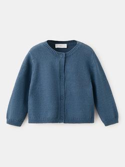 Mango Baby Crew Neck Button Down Cardigan, Blue, Blue
