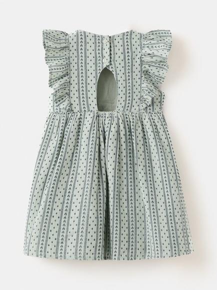 Mango Kids' Vestido Ruffle Mini Dress, Pastel Green - view 2, Pastel Green
