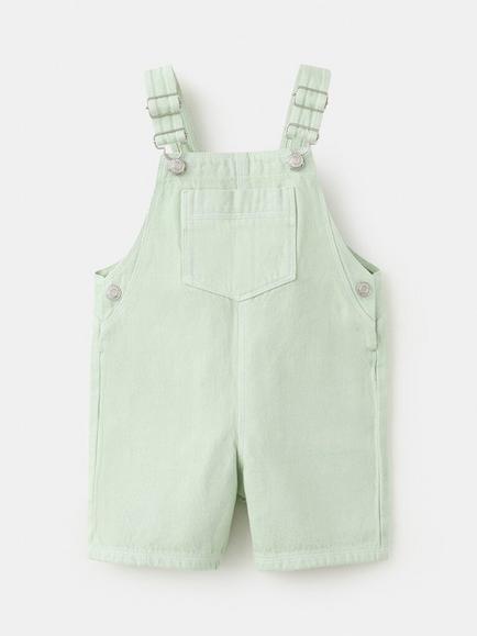 Mango Kids' Relaxed Cotton Blend Dungarees, Pastel Green, Pastel Green