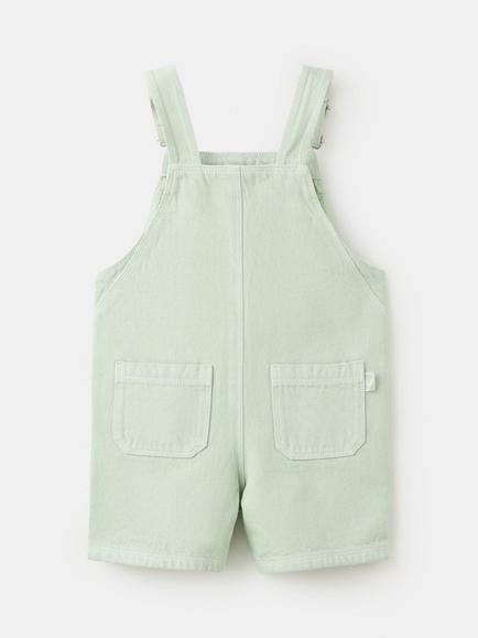 Mango Kids' Relaxed Cotton Blend Dungarees, Pastel Green - view 2, Pastel Green