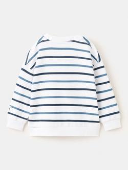 Mango Kids' Relaxed Crew Neck Stripe Sweatshirt, Navy/Multi - view 2, Navy/Multi