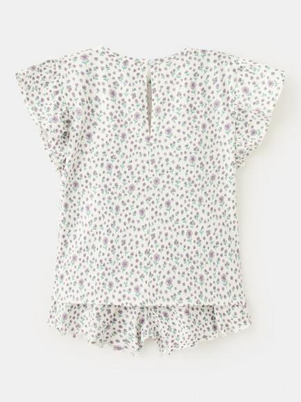 Mango Kids' Printed Short Sleeve Pyjama Set, Off White - view 2, Off White