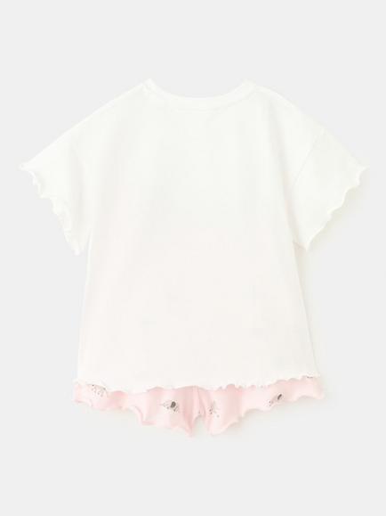Mango Kids' Pure Cotton Short Sleeve Pyjama Set, Off White - view 2, Off White