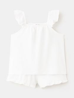 Mango Kids Pure Cotton Flutter Sleeve Pyjama Set, Off White, Off White