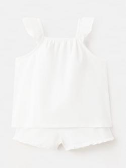 Mango Kids Pure Cotton Flutter Sleeve Pyjama Set, Off White - view 2, Off White