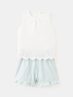 Mango Kids' Pure Cotton Sleeveless Short Pyjama Set, Off White, Off White
