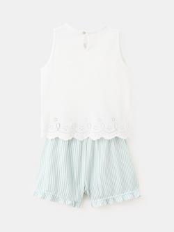 Mango Kids' Pure Cotton Sleeveless Short Pyjama Set, Off White - view 2, Off White