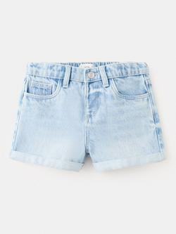 Mango Kids' Relaxed Roll Cuff Denim Shorts, Light Blue, Light Blue