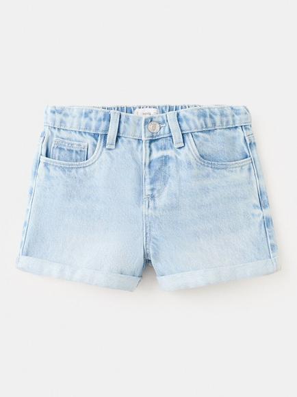 Mango Kids' Relaxed Roll Cuff Denim Shorts, Light Blue, Light Blue