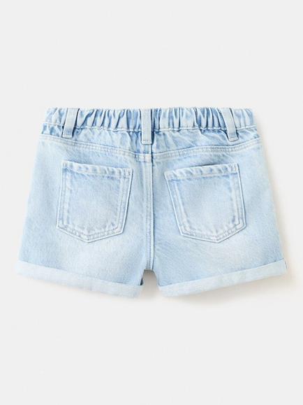 Mango Kids' Relaxed Roll Cuff Denim Shorts, Light Blue - view 2, Light Blue