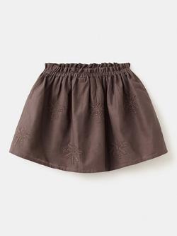 Mango Kids' Embroidered Palm Tree Skirt, Chocolate - view 2, Chocolate