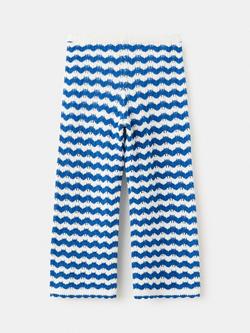 Mango Baby High-Rise Textured Knit Culotte Trousers, Electric Blue, Electric Blue