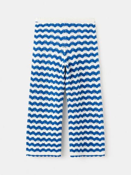 Mango Baby High-Rise Textured Knit Culotte Trousers, Electric Blue, Electric Blue