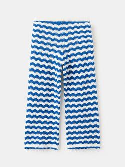 Mango Baby High-Rise Textured Knit Culotte Trousers, Electric Blue - view 2, Electric Blue