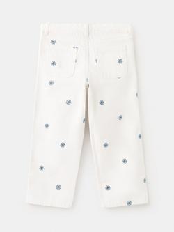 Mango Baby Straight Floral Embroidered Jeans, Off White - view 2, Off White