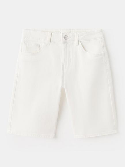 Mango Kids' Straight Denim Shorts, White, White