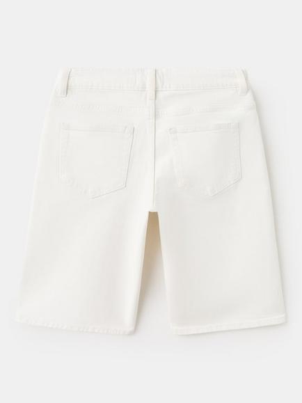 Mango Kids' Straight Denim Shorts, White - view 2, White