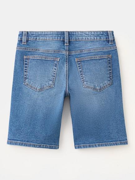 Mango Kids' Straight Cut Denim Shorts, Dark Blue - view 2, Dark Blue