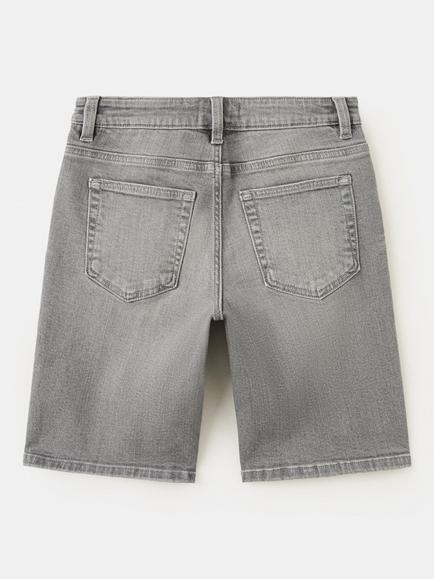 Mango Kids' Straight Leg Denim Shorts, Grey - view 2, Grey
