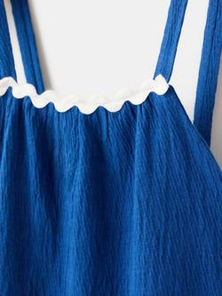 Mango Kids' Scallop Spaghetti Strap Mini Dress, Electric Blue - view 2, Electric Blue