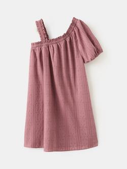 Mango Kids' Asymmetrical Embroidered Mini Dress, Pink - view 2, Pink