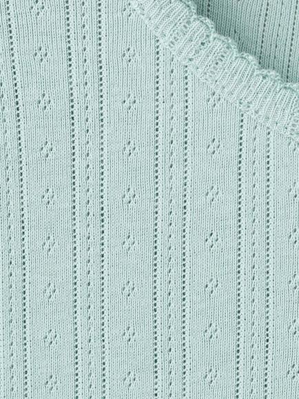 Mango Kids' Pointelle Ribbed Short Pyjamas, Aqua - view 2, Aqua