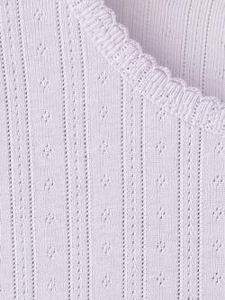 Mango Kids' Pointelle Ribbed Short Pyjamas, Lilac - view 2, Lilac