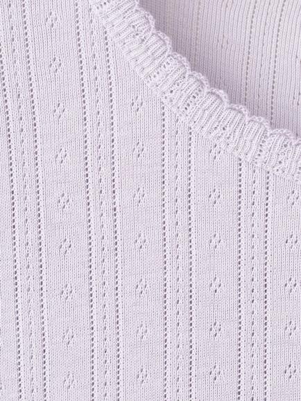 Mango Kids' Pointelle Ribbed Short Pyjamas, Lilac - view 2, Lilac