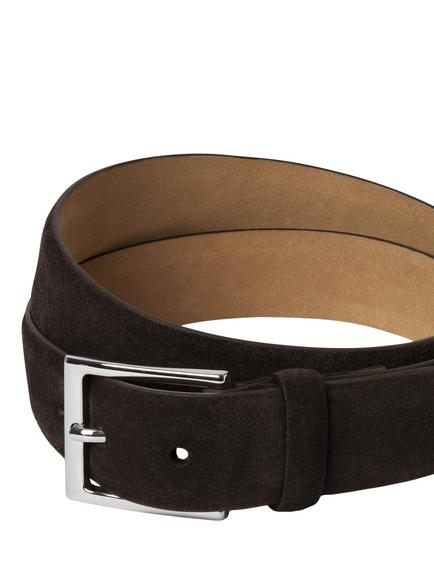 Hackett London Suede Belt, Chocolate Brown - view 2, Chocolate Brown