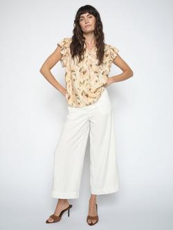 MOS MOSH Bantry Mid Rise Wide Leg Trousers, White
