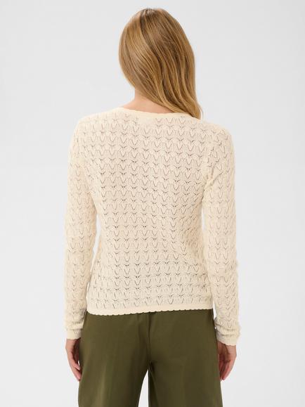 Saint Tropez Ronette Open Knit V-Neck Ties Cardigan, Turtledove - view 2, Turtledove