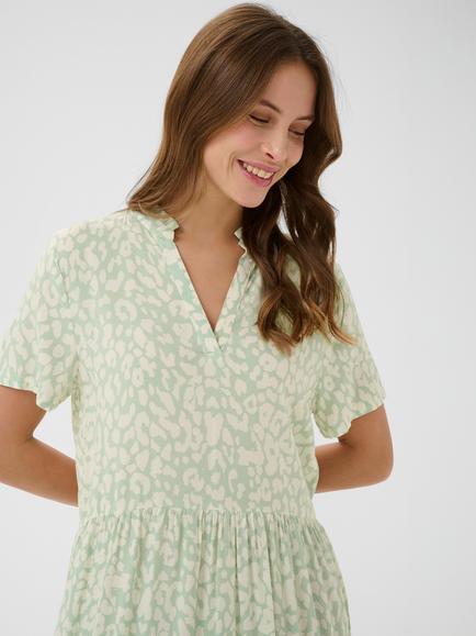 Saint Tropez EdaSz Tiered Dress, Cameo Green Leopard - view 2, Cameo Green Leopard
