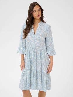 Saint Tropez EdaSz V-Neck Knee Length Dress containing LENZING™ ECOVERO™ Viscose, Cerulean/Turtledove
