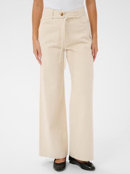 Saint Tropez Ryder Textured Stripe Wide Leg Jeans, Seedpearl, Seedpearl