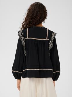 Saint Tropez Rosalia Embroidered Ruffle Top containing LENZING™ ECOVERO™ Viscose, Black - view 2, Black