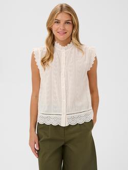 Saint Tropez Rowyn Sleeveless Scalloped Detail Cotton Blouse, Ice, Ice