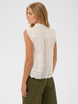 Saint Tropez Rowyn Sleeveless Scalloped Detail Cotton Blouse, Ice - view 2, Ice