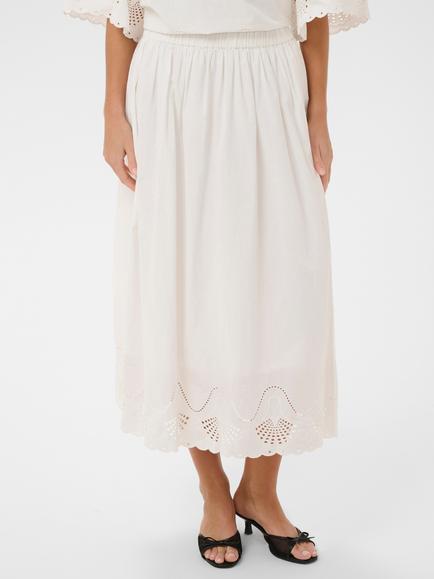 Saint Tropez Rivashellsz Eyelet Midi Skirt, Bright White, Bright White