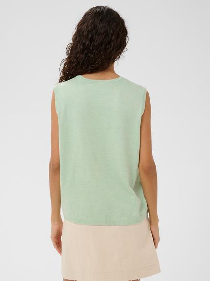Saint Tropez Mila Crew Neck Vest Top, Cameo Green Melange - view 2, Cameo Green Melange