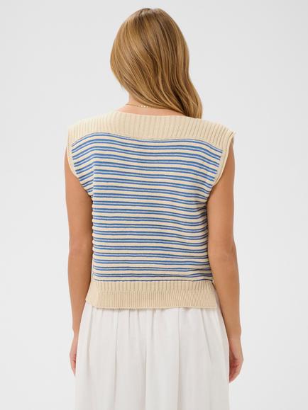 Saint Tropez Riley Stripe Knit Top, Vallarta Turtledove - view 2, Vallarta Turtledove