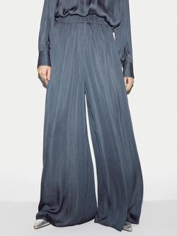 Jigsaw Satin Palazzo Trousers, Blue, Blue