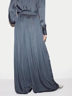 Jigsaw Satin Palazzo Trousers, Blue - view 2, Blue
