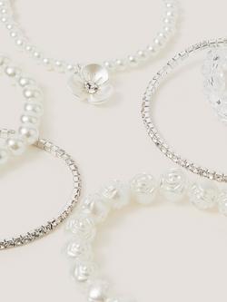 Monsoon Kids' Flower Pearl Beaded Bracelets, Pack of 6, Ivory - view 2, Ivory