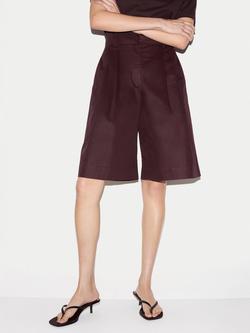 Jigsaw Double Pleated Cotton Shorts, Purple, Purple