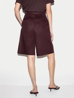 Jigsaw Double Pleated Cotton Shorts, Purple - view 2, Purple