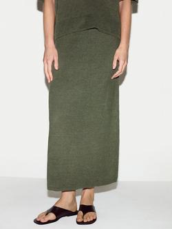 Jigsaw Linen Silk Pocket Skirt, Green