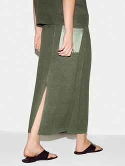 Jigsaw Linen Silk Pocket Skirt - view 2, Green